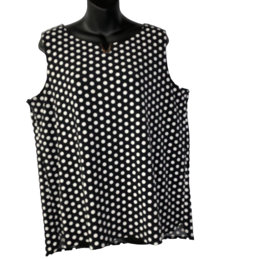 Calvin Klein Black and White Polka Dot Cold-Shoulder Top